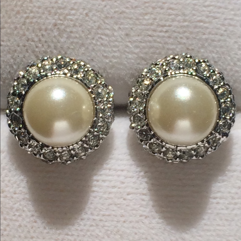 Vintage Pearl and Crystal Earrings
